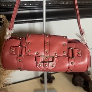 Studded Pink Leather Handbag